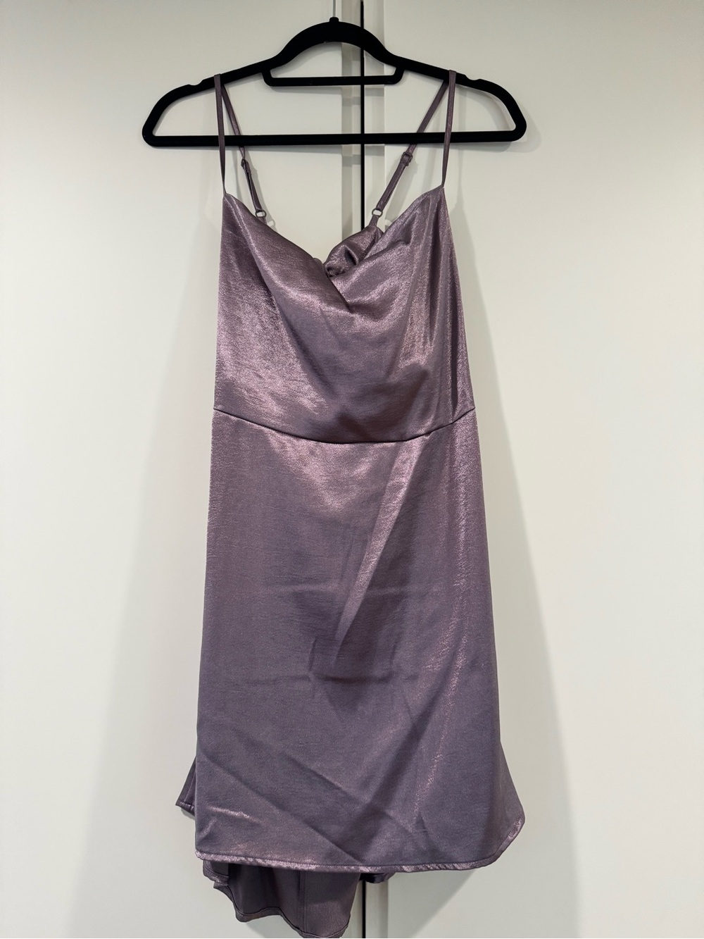 a new day Shimmery Lilac Cowl Mini Dress
